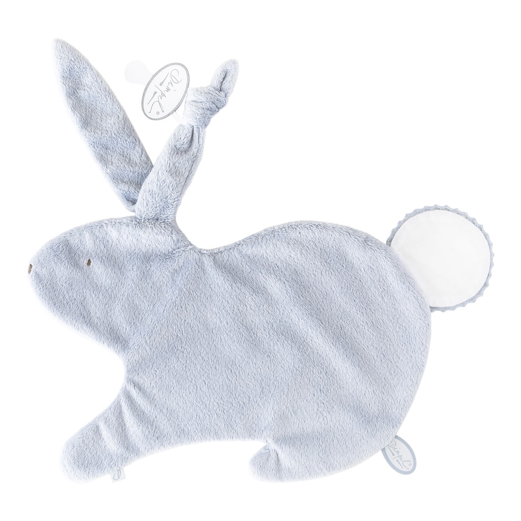 Doudou lapin Emma classique bleu et blanc