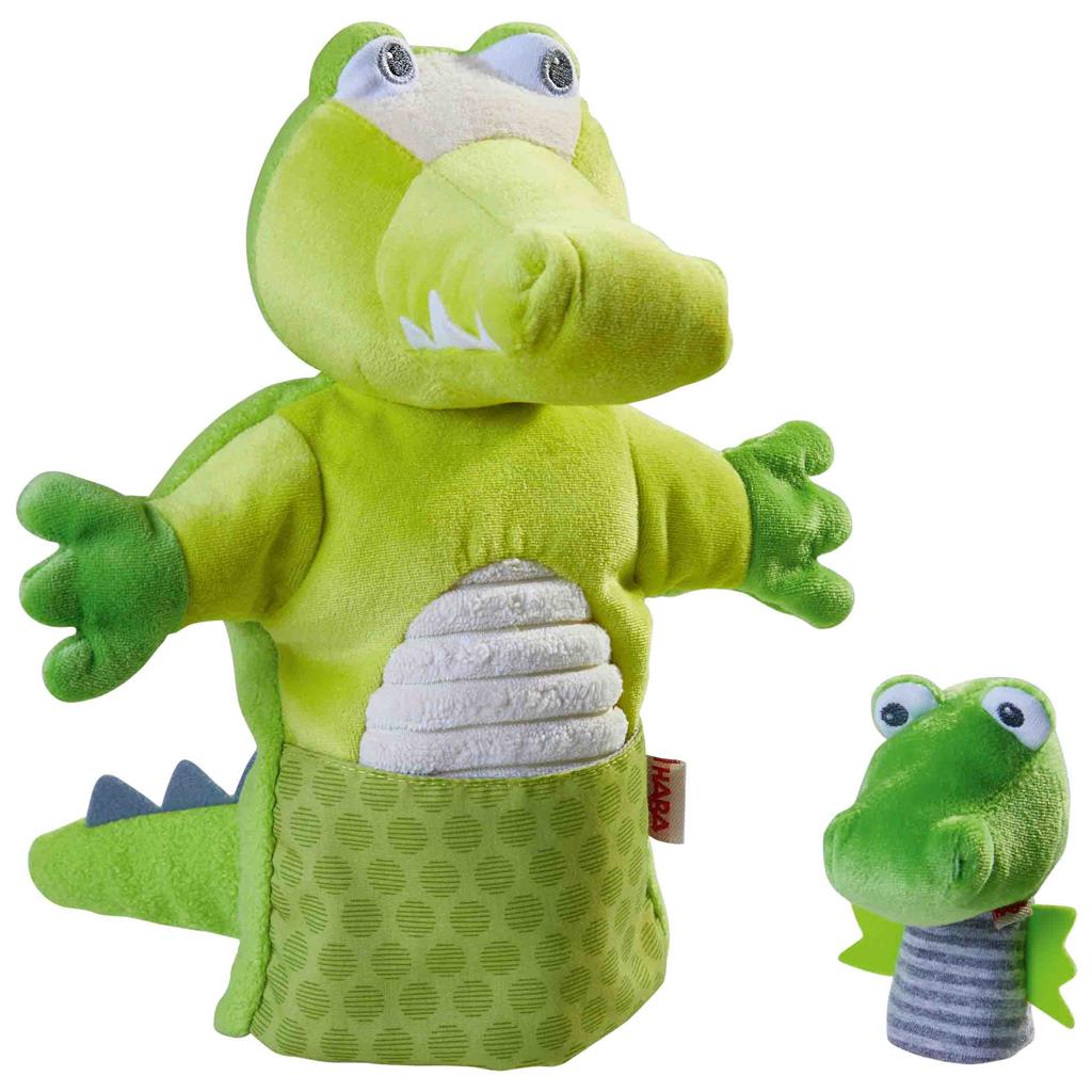 Hand puppet crocodile with baby