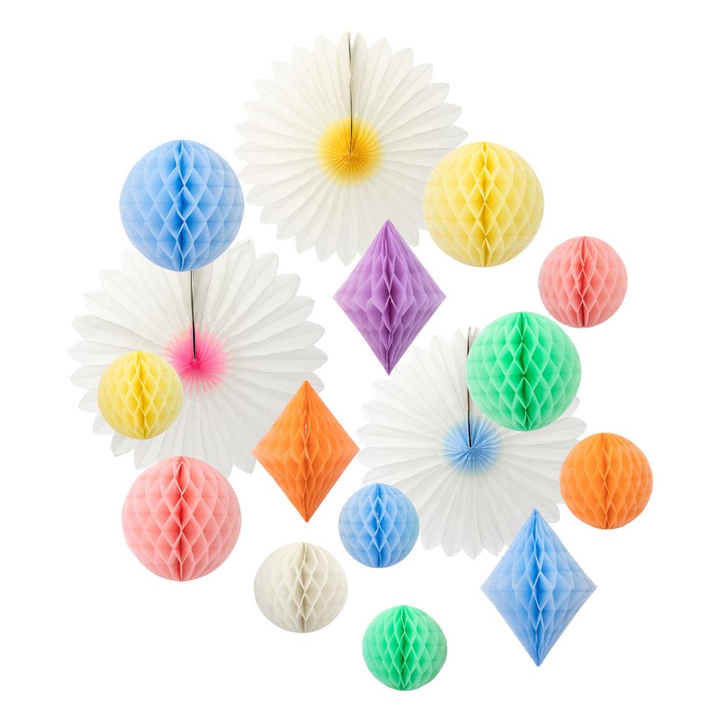 Hanging decoration Honeycomb pastel (16 pieces) Meri Mer