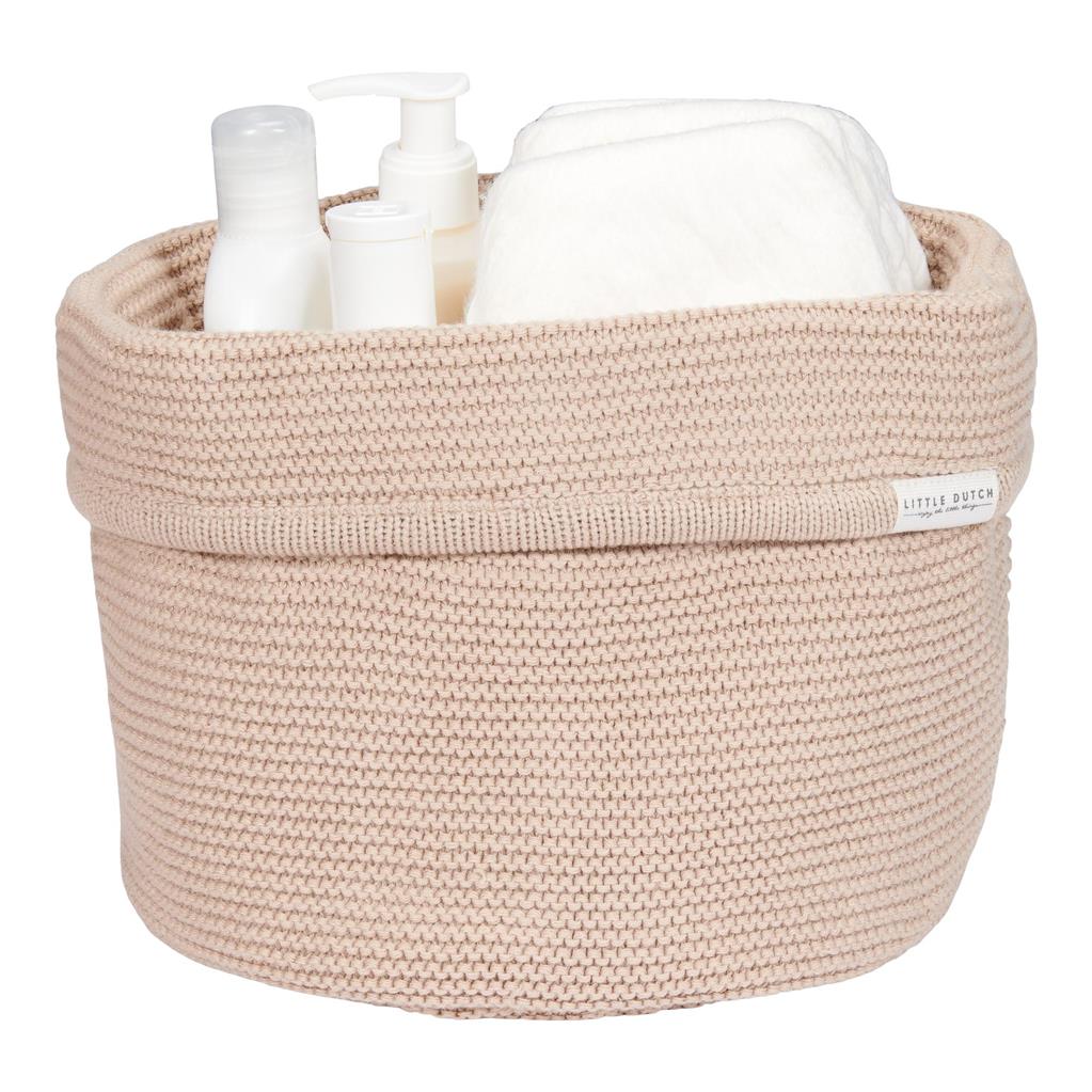 Knitted Commodity Basket Round Beige