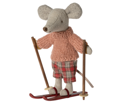 Winter mouse with ski set - big sister