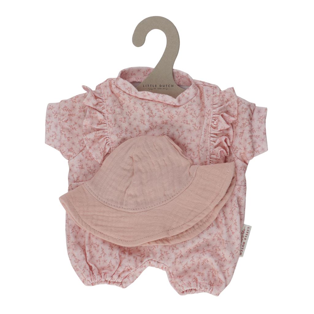 Kledingset pink floral voor babypop