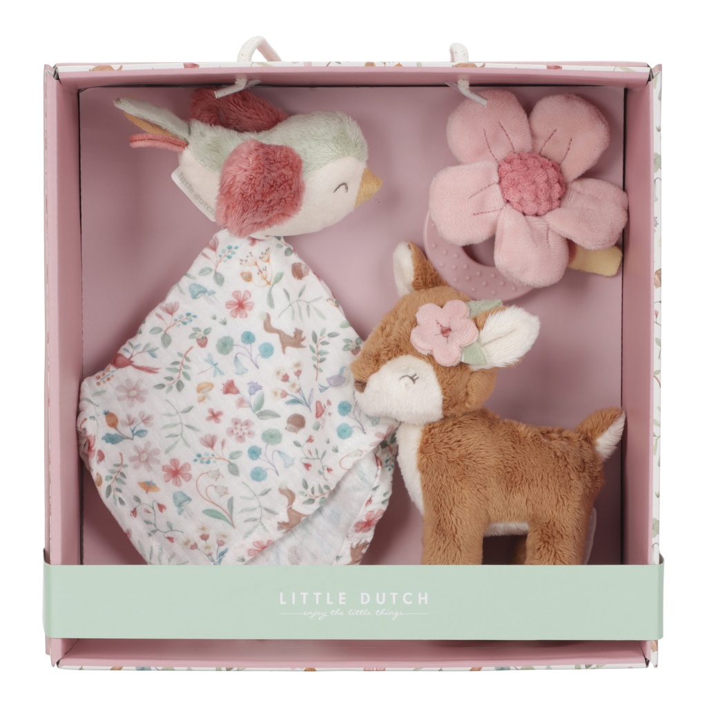 Coffret cadeau doudou, peluche et anneau de dentition