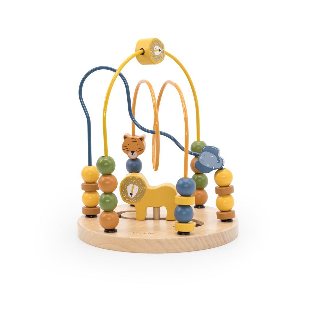 Wooden bead spiral with animals