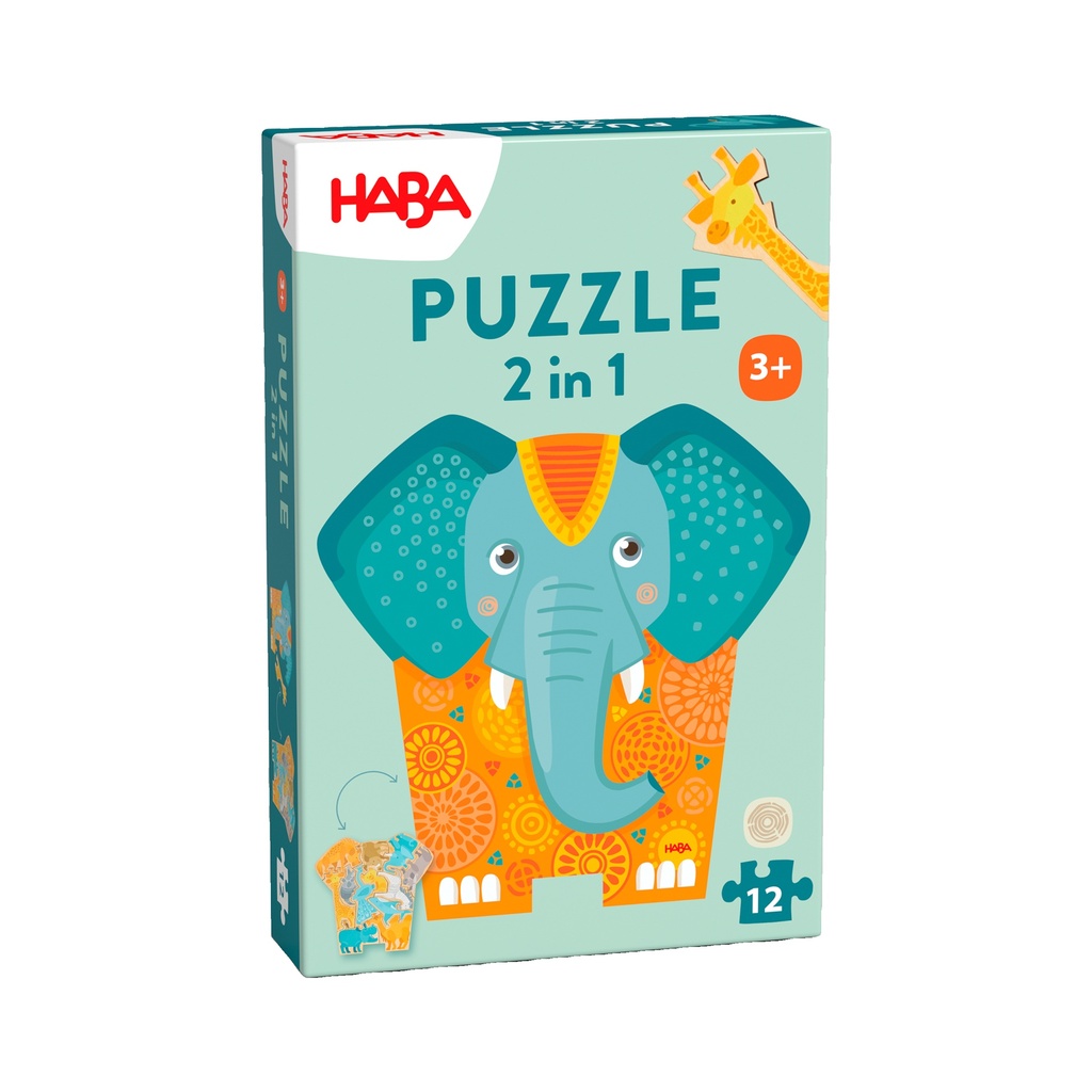 Wooden puzzle 2 in 1 - Elephant