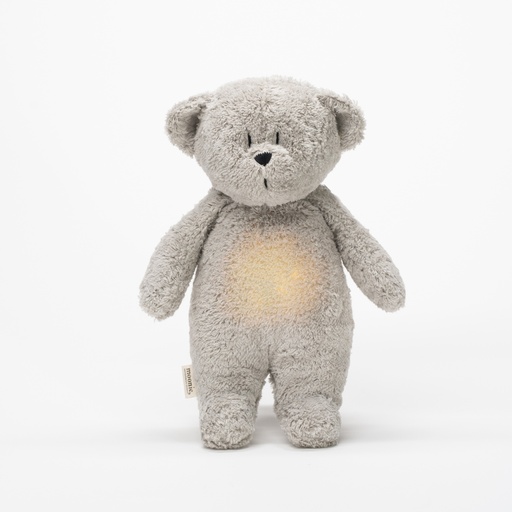 Knuffel beer organic met licht en geluid grey