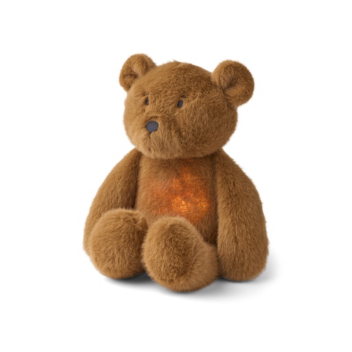 Knuffel met licht en geluid Hattie bear - golden caramel