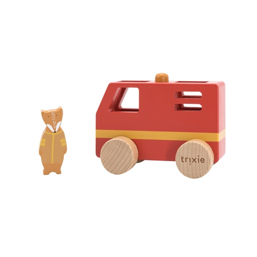 Houten mini brandweerwagen all animals