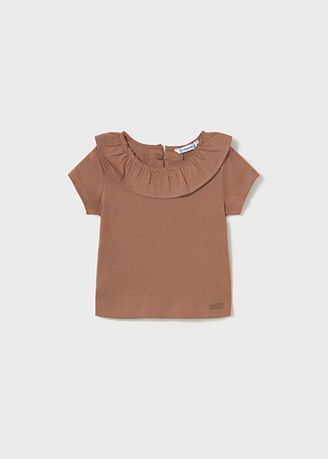 T-shirt korte mouw kraag toffee