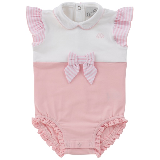 Bodysuit Bow Stripes white-pink