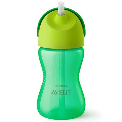 Drinkbeker met rietje 300ml groen