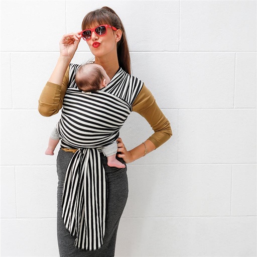 Draagdoek tricot-slen design black & white stripes