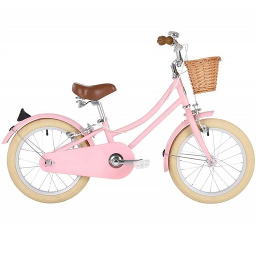 Fiets 16" gingersnap (incl mandje+wieltjes) pink