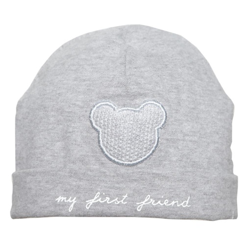 Muts met gebreide teddybeer grey