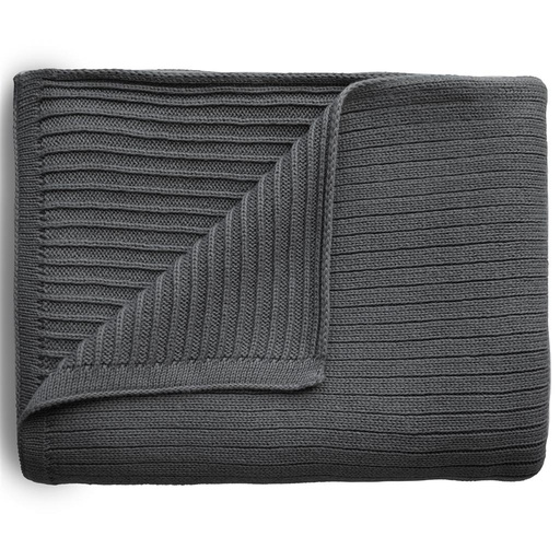 Deken ribbed dark gray melange