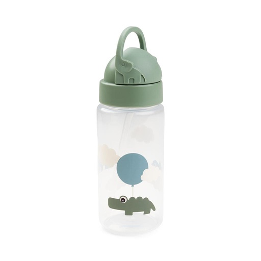 Drinkbeker met rietje Happy clouds green