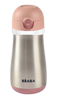 *RVS drinkfles 350ml met handvat oud roze