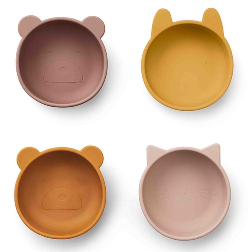 Kom (silicone, 4-pack) Iggy rose mix