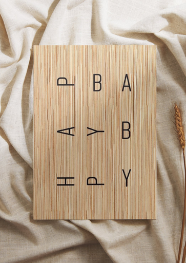 Wenskaart happy baby (wood)