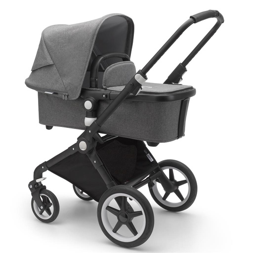 Kinderwagen lynx (compleet, zwart frame) grey melange - grey melange