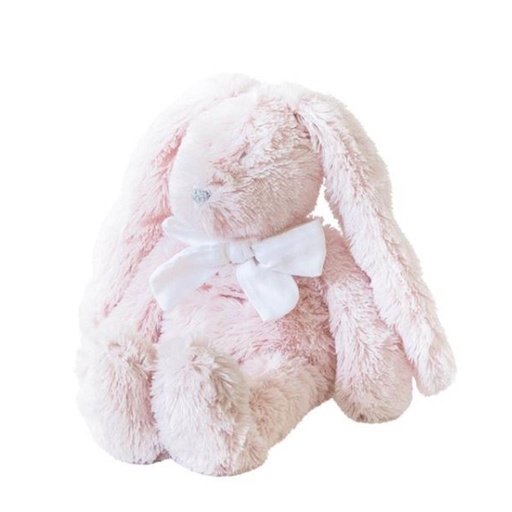 Knuffel konijn Flore met wit strikje (18cm) roze