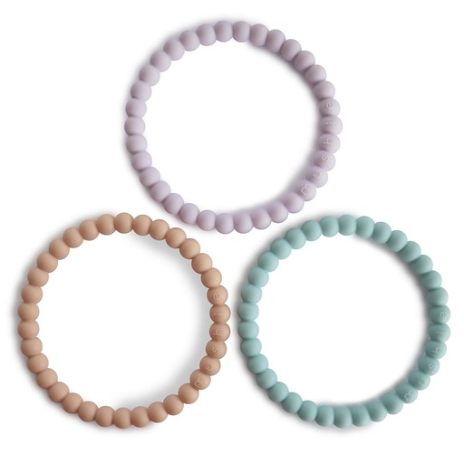 Bijtarmband silicone (3 stuks) lilac-cyan-soft peach