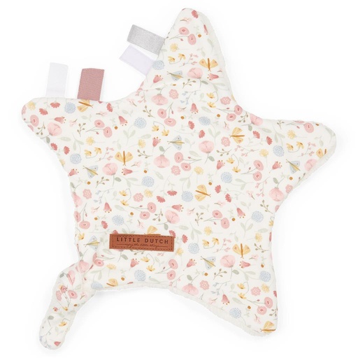 Knuffeldoek ster flowers&butterflies pink