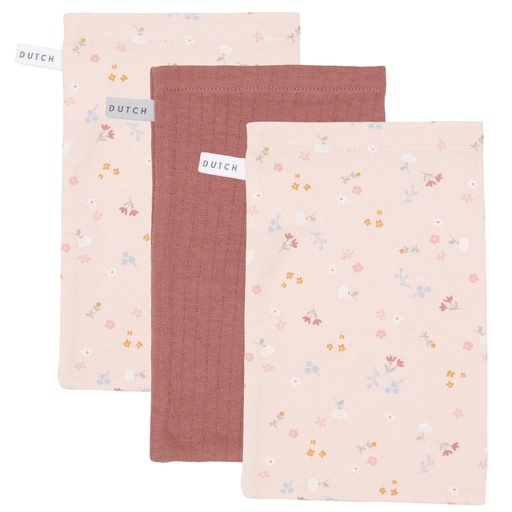 Washandjes (3 stuks) pink flowers dark pink