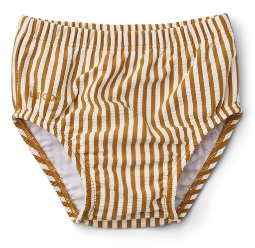 Zwembroek Anthony y/d stripe: golden caramel - white