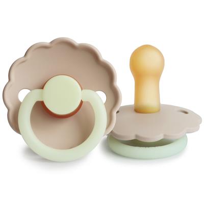 Fopspeen latex daisy night (6-18m, 2 stuks) croissant - cream