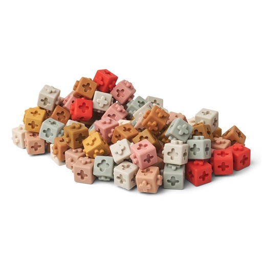 *Bouwblokken Cubels (100 stuks) dusty raspberry multi mix