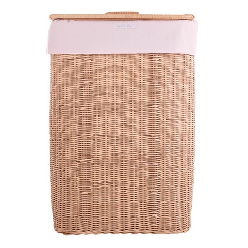 Rieten linnenmand cotton pink