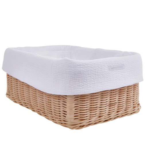 Rieten mandje cotton white